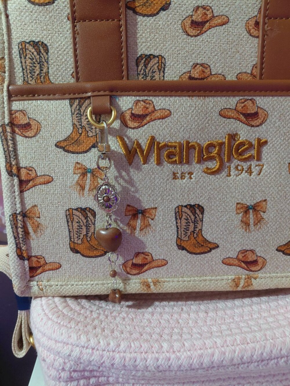 Wrangler Rodeo Icons Tote Bags Medium Satchel Handbags Western Canvas Top Handle - Picture 3 of 7